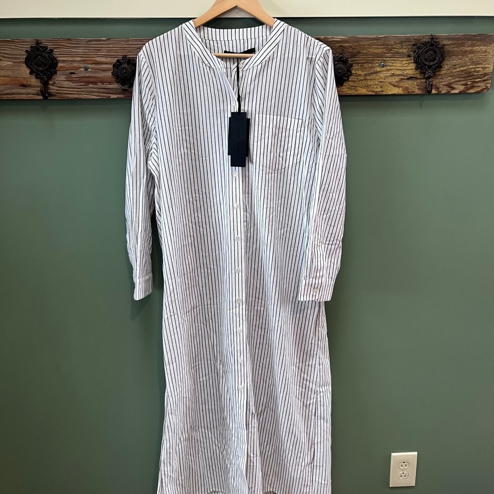 Jenni Kayne Capri Caftan Dress Navy Stripe Linen Blend XXL‎ NWT Classic